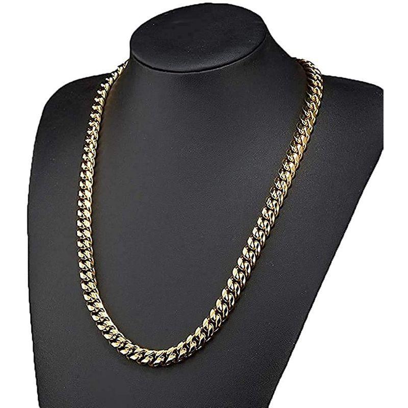 Rockyu チェーンネックレス メンズ ステンレス ゴールド 18k金メッキ 太目 かっこいい 喜平チェーンネックレス カッコいい ヒップ 品質満点