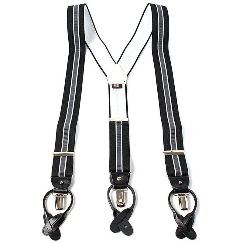 ALBERT THURSTON アルバートサーストン サスペンダー ブラック グレーライン柄 THURSTON アルバートサーストン サスペンダー ブラック グレーライン柄