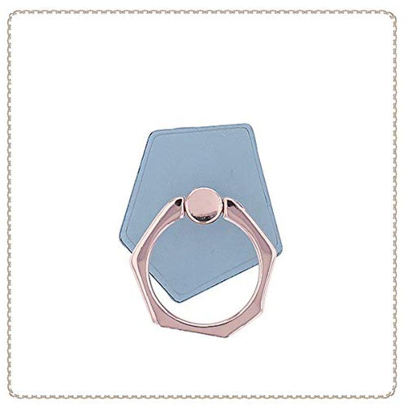 FLOWERING フラワーリング スマホリング 落下防止 スタンド アクリル 五角形 ネイビー SAR0078-NV