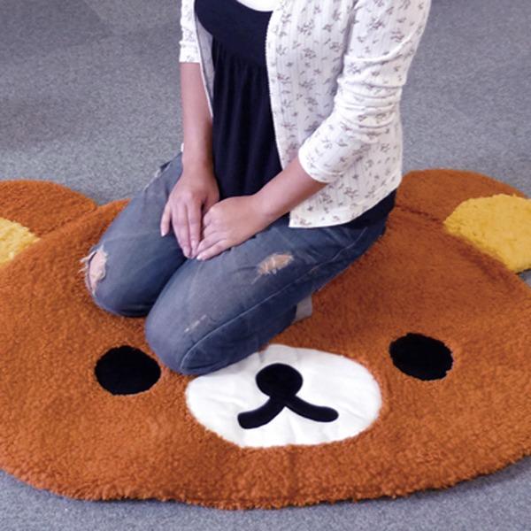 リラックマ 〕BIGフェイス ラグ マット 1155mm×820mm ソフトボア 滑り