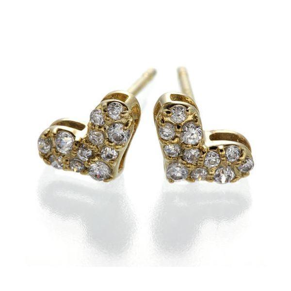 K18YGダイヤモンドピアス ハートパヴェピアス