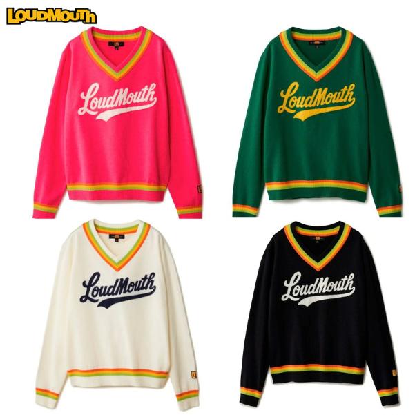 ラウドマウス レディース カレッジロゴ Vネックセーター 派手 ギャル ストレッチ 876751 LOUDMOUTH ゴルフ 2026年 送料無料 あす楽 あすつく | LOUDMOUTH