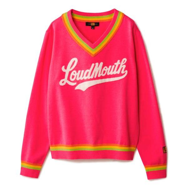 ラウドマウス レディース カレッジロゴ Vネックセーター 派手 ギャル ストレッチ 876751 LOUDMOUTH ゴルフ 2026年 送料無料 あす楽 あすつく | LOUDMOUTH | 01
