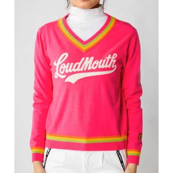 ラウドマウス レディース カレッジロゴ Vネックセーター 派手 ギャル ストレッチ 876751 LOUDMOUTH ゴルフ 2026年 送料無料 あす楽 あすつく | LOUDMOUTH | 02