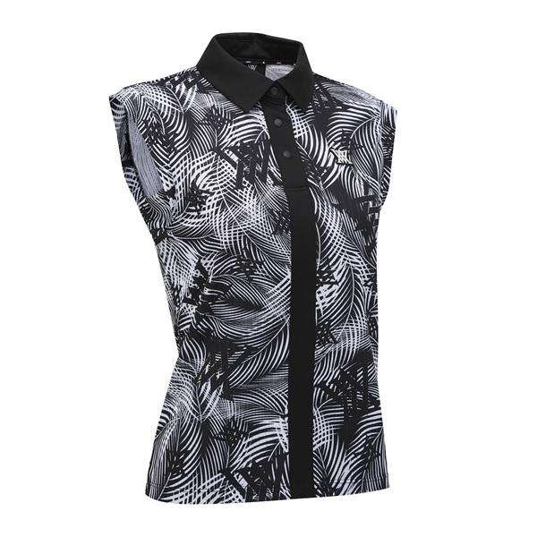 アニュー ゴルフ ウィメンズ 襟付き ノースリーブ シャツ ANEW COLLARED SLEEVELESS 送料無料 AGFMWTN02BKの画像