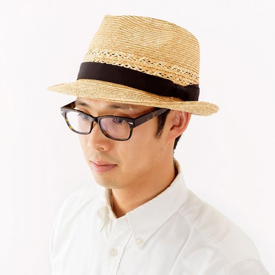 田中帽子 Tim O ティメオ メッシュ 中折れ 麦わら帽 59cm 中折れ ハット 麦わら帽子 リボン 麦わら 紳士 婦人 男性 Paogit Ru