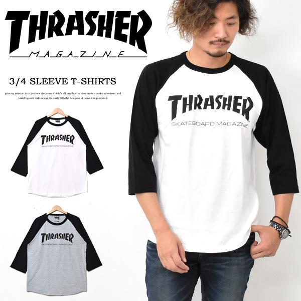 THRASHER（スラッシャー） マグロゴプリント 7分袖 Tシャツ ロゴT