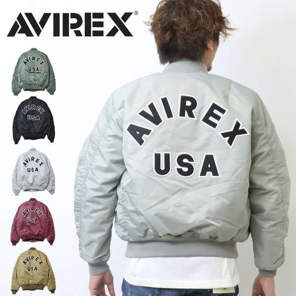 AVIREX アビレックス MA-1ジャケット コマーシャル ロゴ メンズ フライトジャケット アウター ブルゾン 定番 アヴィレックス 送料無料 6102171 | AVIREX