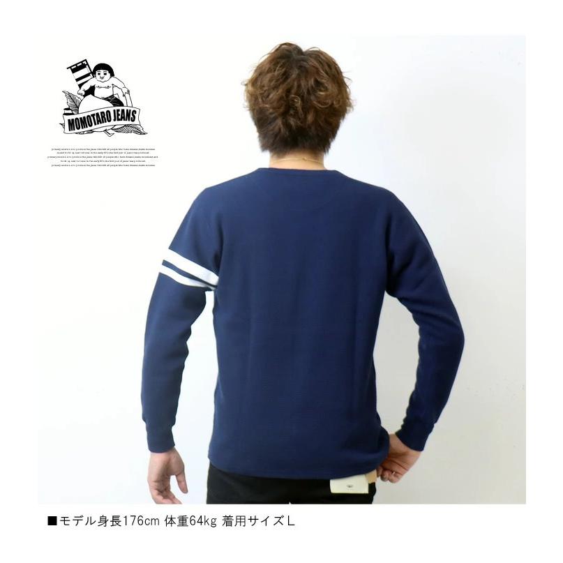 桃太郎ジーンズ 出陣 袖プリント サーマル 長袖 Tシャツ 07-079 桃太郎ジーンズ 出陣 袖プリント サーマル 長袖 Tシャツ 07-079