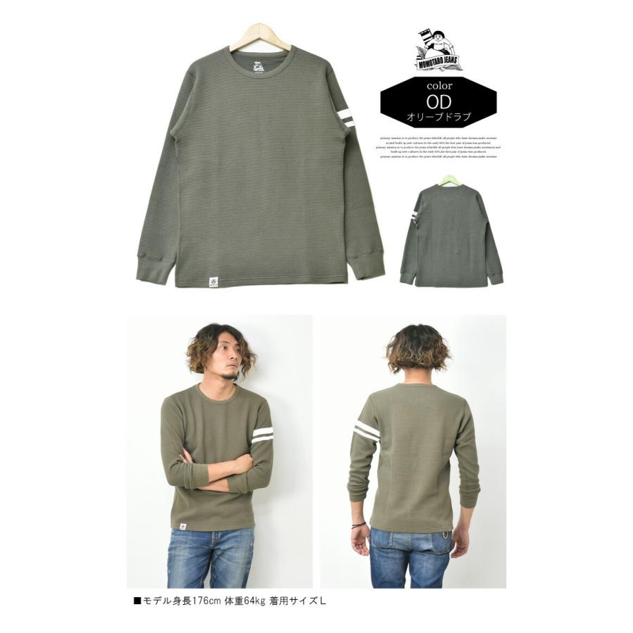 桃太郎ジーンズ 出陣 袖プリント サーマル 長袖 Tシャツ 07-079 桃太郎ジーンズ 出陣 袖プリント サーマル 長袖 Tシャツ 07-079