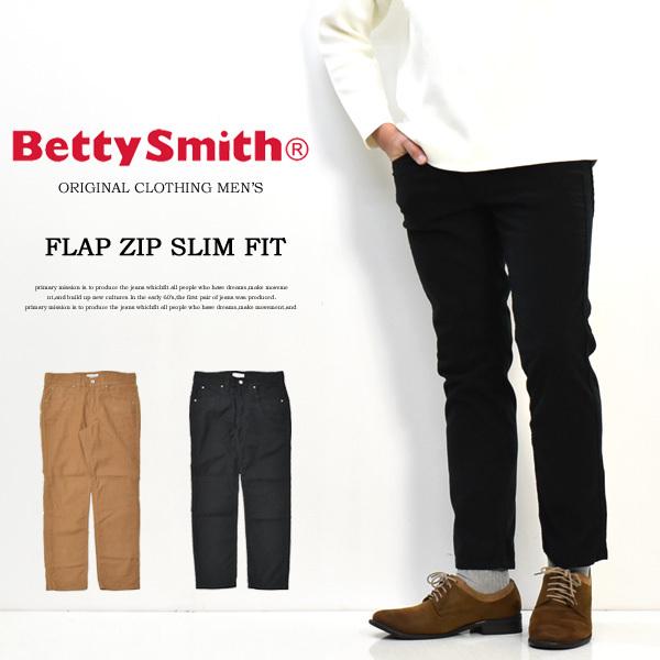 30％OFF セール Betty Smith メンズ フラップ ジップ スリムフィットパンツ ベティスミス ストレッチ素材 日本製 BAM-1023E | Betty Smith