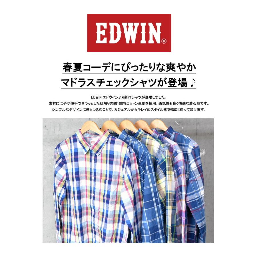 Edwin エドウィン 長袖 マドラスチェックシャツ メンズ 長袖シャツ チェックシャツ Et2125 Rex One 通販 Yahoo ショッピング