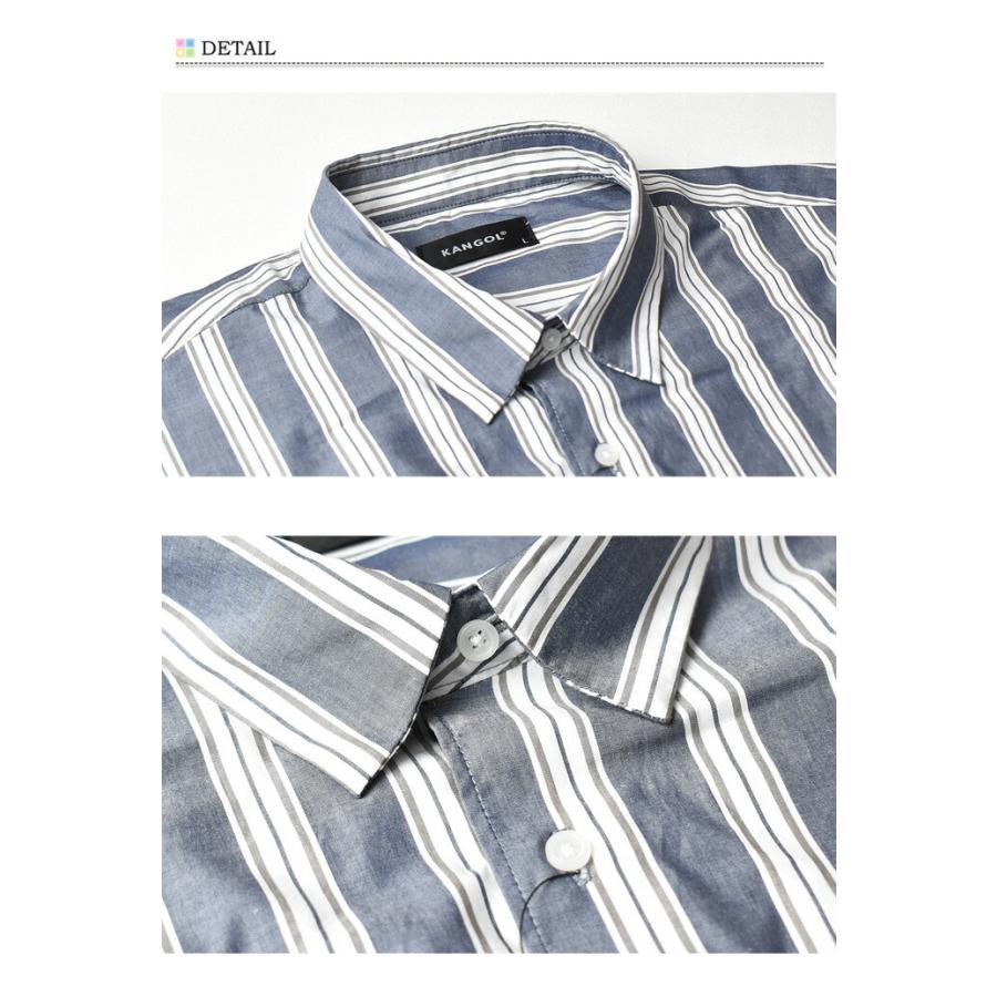 Kangol カンゴール C9121n ストライプ ビッグシルエット ユニセックス ロゴ刺繍 長袖シャツ 大切な人へのギフト探し ロゴ刺繍