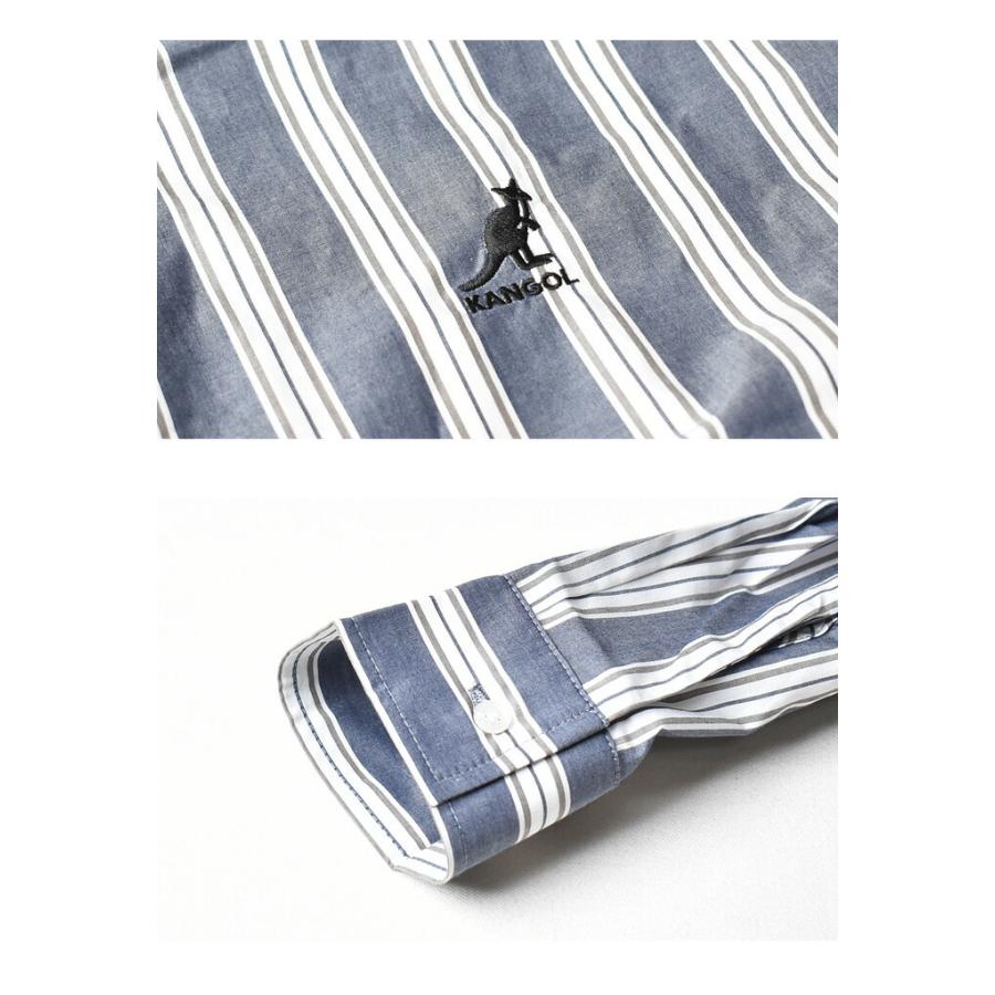 Kangol カンゴール C9121n ストライプ ビッグシルエット ユニセックス ロゴ刺繍 長袖シャツ 大切な人へのギフト探し ロゴ刺繍