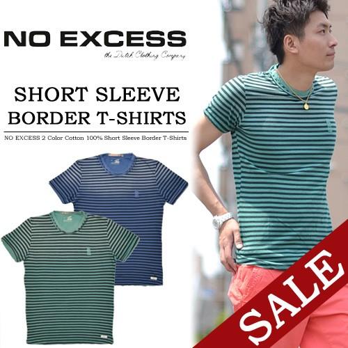 SALE ノーエクセス/NO EXCESS ヴィンテージ加工 ボーダー 半袖Tシャツ クルーネック 350306 | 