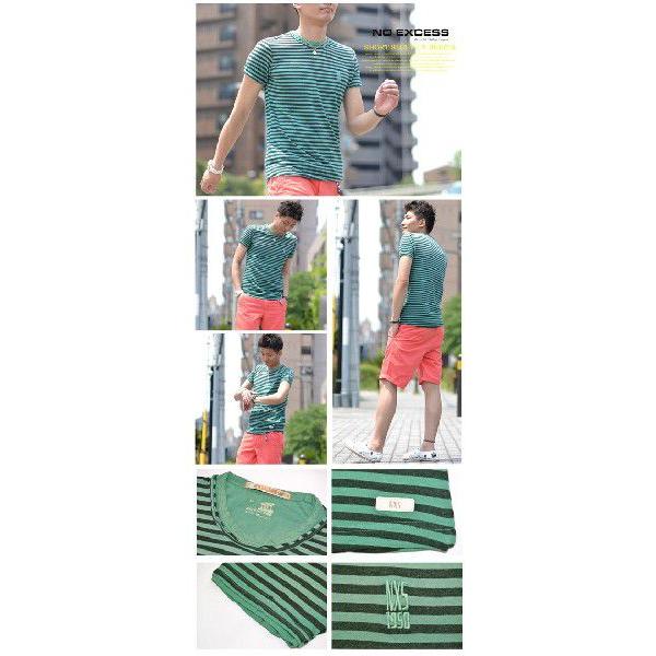 SALE ノーエクセス/NO EXCESS ヴィンテージ加工 ボーダー 半袖Tシャツ クルーネック 350306 |  | 02