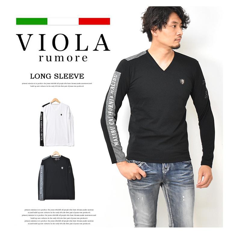 Viola ヴィオラ ビオラ 片袖切り替え 長袖tシャツ Vネック ラインストーン 長t ロンt ストレッチ メンズ 送料無料 1110 Rex One 通販 Yahoo ショッピング