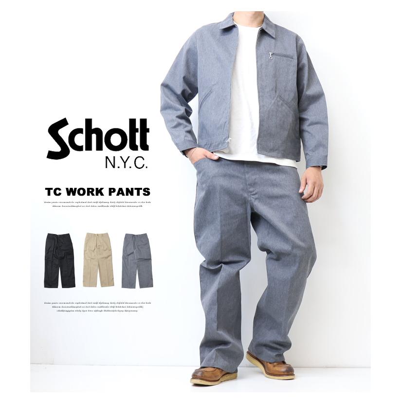 Schott NYC ワークパンツ ワークチノ グレー 30インチ バイカー AVIREX（アヴィレックス） Schott ショット TC ワークパンツ ボトムス