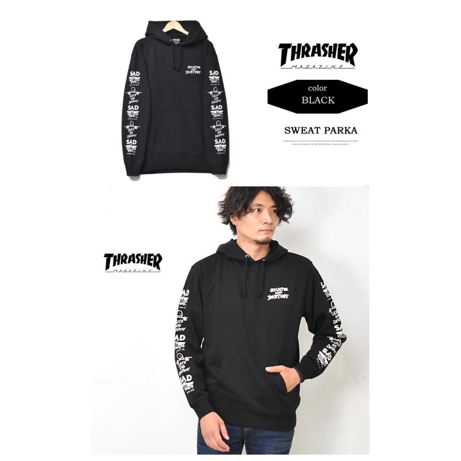 THRASHER（スラッシャー） 袖プリント スウェットパーカー プル