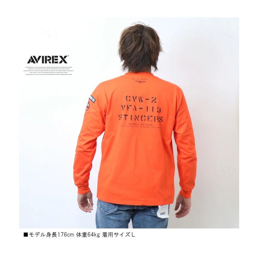 AVIREX アヴィレックス ネイバル パッチ ロングスリーブ Tシャツ 長T ロンT メンズ 長袖Tシャツ アビレックス 送料無料 6123266｜rexone｜13