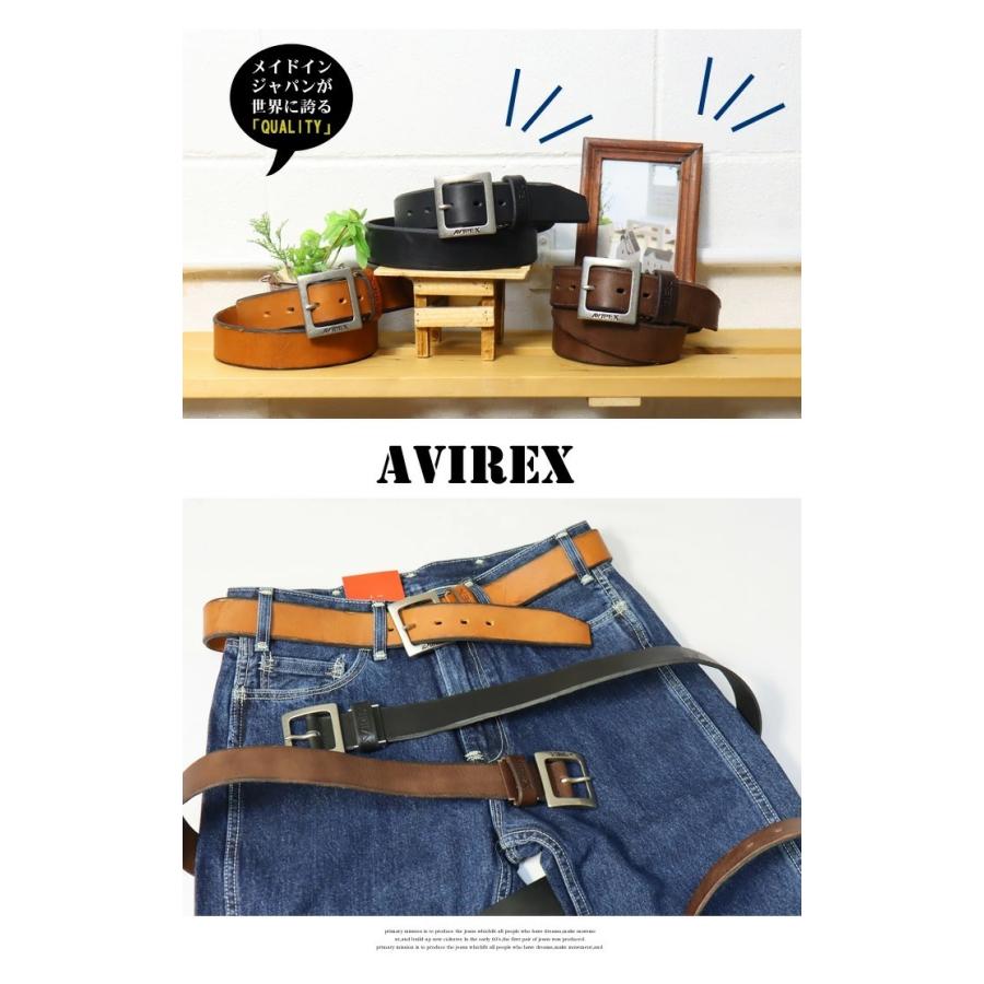 AVIREX アヴィレックス ヴィンテージ加工 レザーベルト スクエア