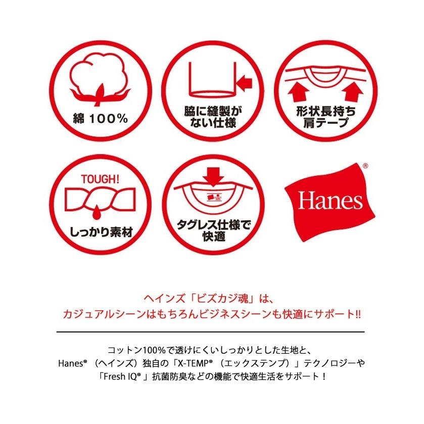 大きいサイズ 3L 4L HANES ヘインズ ビジカジ魂 2P Vネック 半袖Tシャツ 抗菌防臭 綿100% パックTシャツ 半T インナー メンズ 肌着 2枚セット HM1ER702K | Hanes | 02