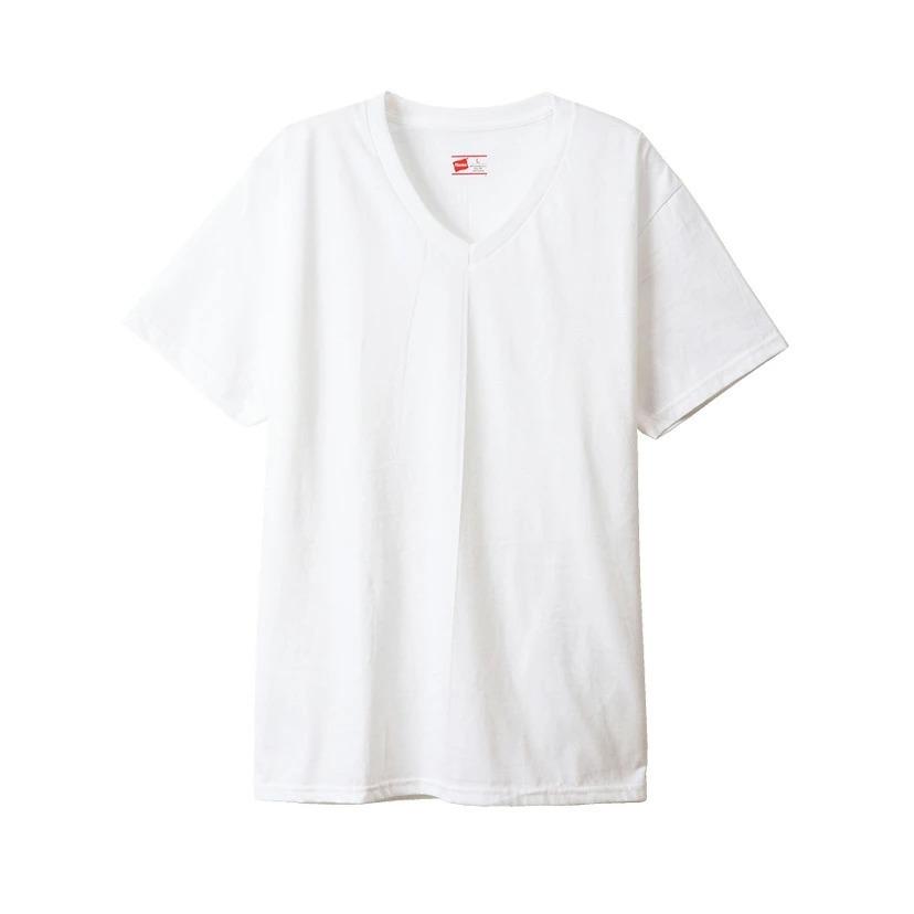 大きいサイズ 3L 4L HANES ヘインズ ビジカジ魂 2P Vネック 半袖Tシャツ 抗菌防臭 綿100% パックTシャツ 半T インナー メンズ 肌着 2枚セット HM1ER702K | Hanes | 05