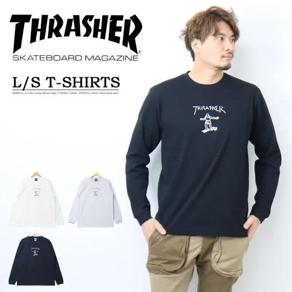 THRASHER スラッシャー マークゴンザレス ロゴプリント 長袖 Tシャツ ロゴTシャツ 長T ロンＴ カットソー ユニセックス TH8328 | THRASHER