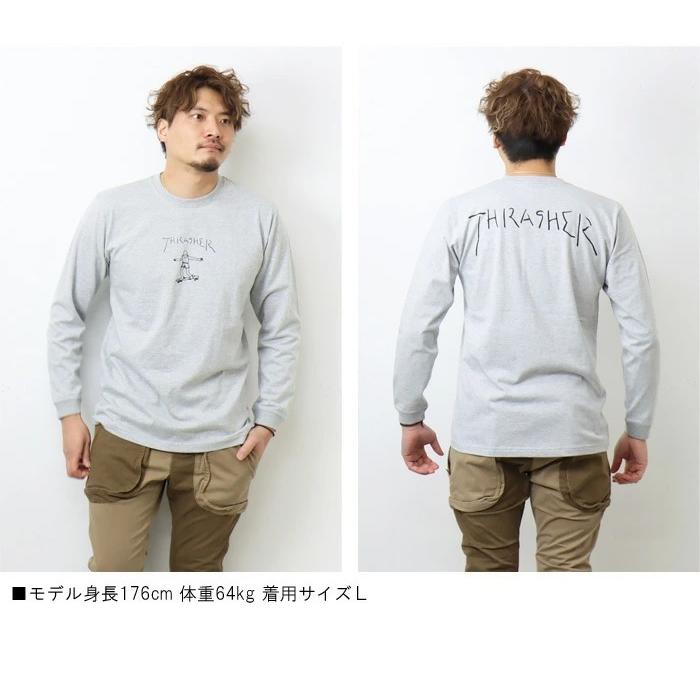THRASHER スラッシャー マークゴンザレス ロゴプリント 長袖 Tシャツ ロゴTシャツ 長T ロンＴ カットソー ユニセックス TH8328 | THRASHER | 05