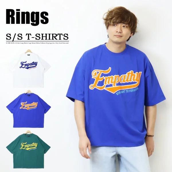 SALE セール Rings リングス ベースボールロゴ 半袖Tシャツ 半T メンズ レディース ユニセックス ビッグシルエット ドロップショルダー 122506 | SMILEY FACE