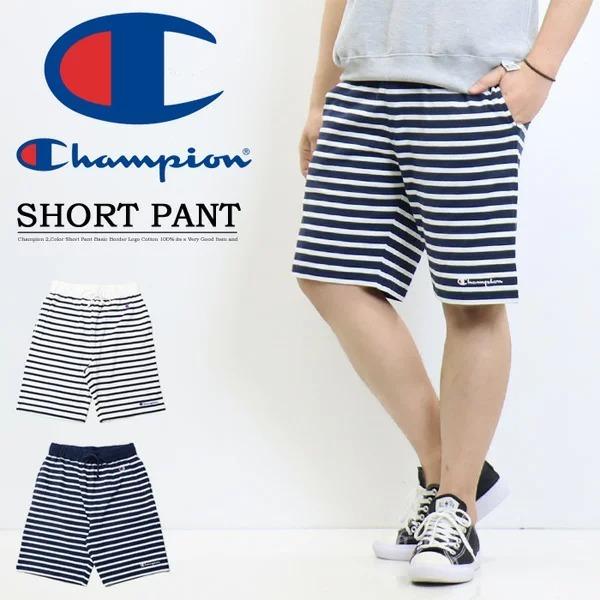 注文割引 Champion チャンピオン ロゴ刺繍 ボーダーショーツ ショートパンツ ハーフパンツ ショーツ メンズ C3 T503