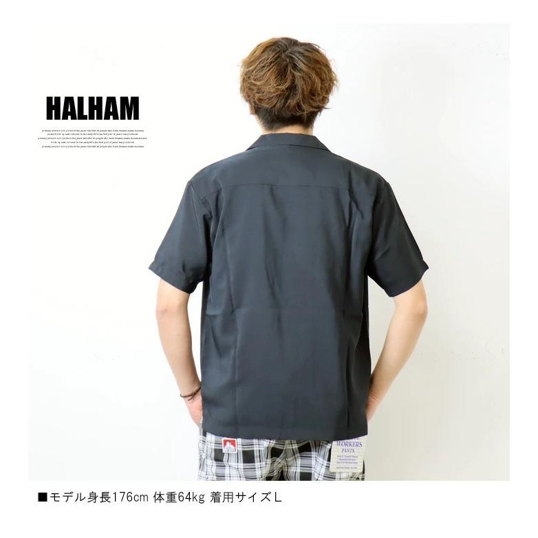 HALHAM（ハルハム） ポリ オープンカラーシャツ ルーズシルエット 無地