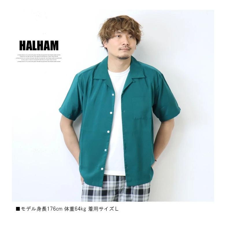 HALHAM（ハルハム） ポリ オープンカラーシャツ ルーズシルエット 無地