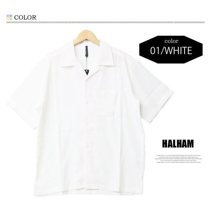 HALHAM（ハルハム） ポリ オープンカラーシャツ ルーズシルエット 無地