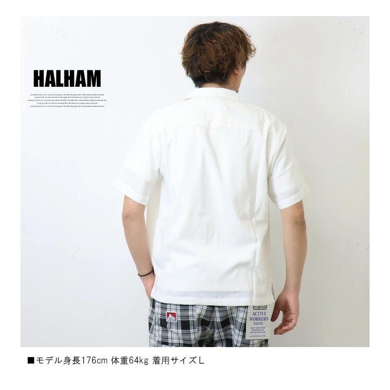 HALHAM（ハルハム） ポリ オープンカラーシャツ ルーズシルエット 無地