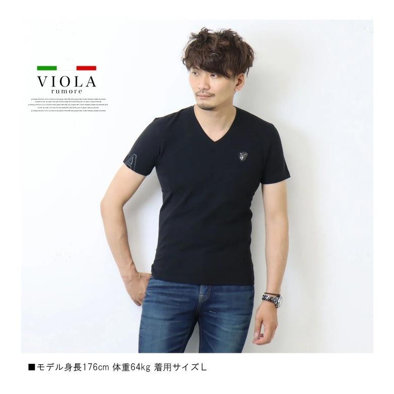 SALE セール VIOLA ヴィオラ ビオラ ジャガード切り替え 半袖Tシャツ Vネック 半T ストレッチ メンズ 送料無料 P21319｜rexone｜07