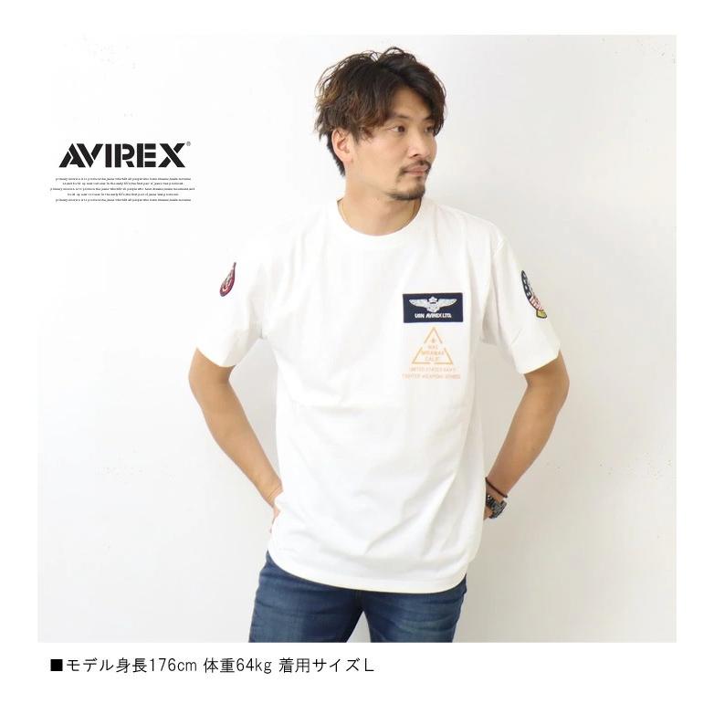 AVIREX アヴィレックス トップガン パッチ プリント Tシャツ 半袖 Tシャツ メンズ アビレックス TOP GUN ワッペン 送料無料 6123462 783-3934013｜rexone｜04