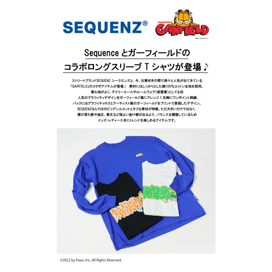 SEQUENZ ガーフィールド グラフィティロゴ 長袖 Tシャツ ユニセックス プリントTシャツ 2770911｜rexone｜02