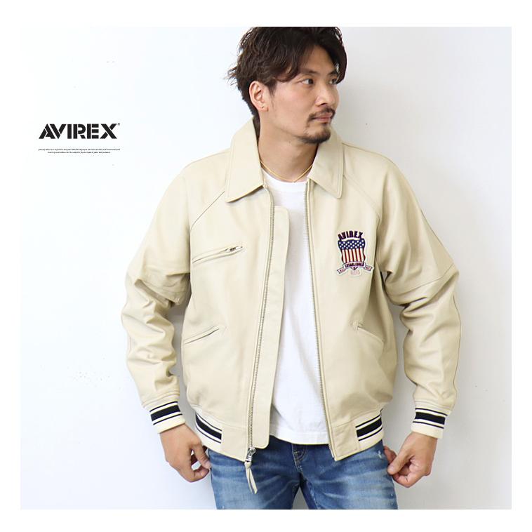 AVIREX アヴィレックス バーシティー シグネチャー レザージャケット 革ジャン メンズ ライダースジャケット ライトアウター アビレックス 送料無料 6121039｜rexone｜05