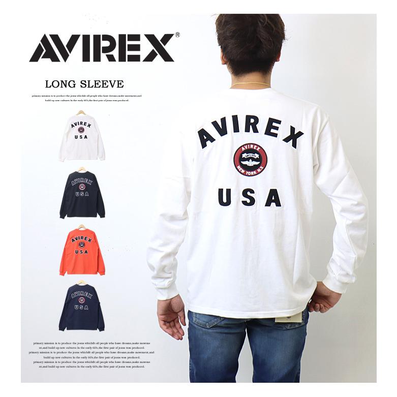 AVIREX アヴィレックス ヴァ―シティー ロゴ Tシャツ 刺繍 長袖 AVIREX アヴィレックス ヴァ―シティー ロゴ Tシャツ 刺繍 長袖