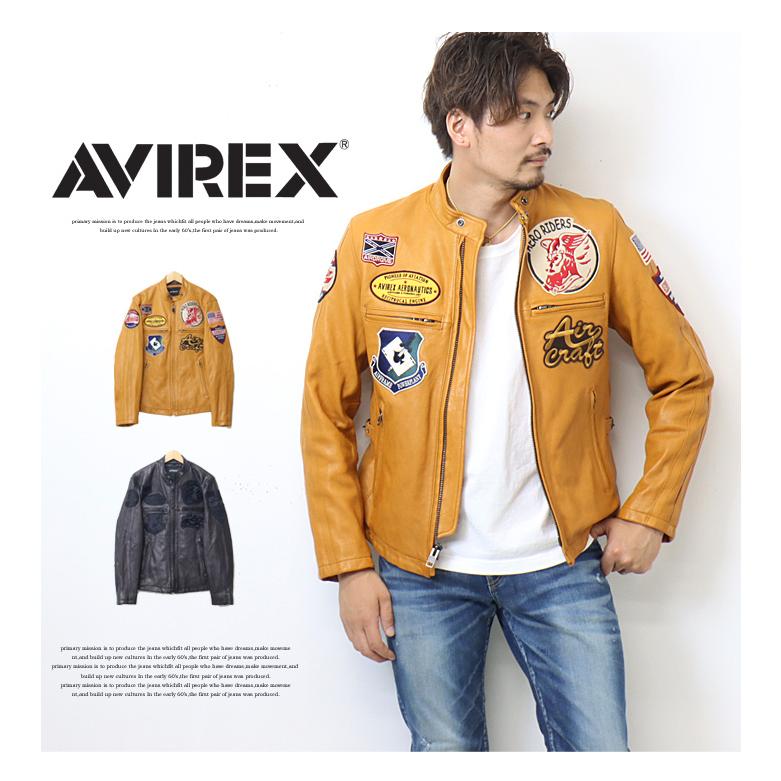 AVIREX アヴィレックス パッチド ライダースジャケット レザー AVIREX アヴィレックス パッチド ライダースジャケット レザー