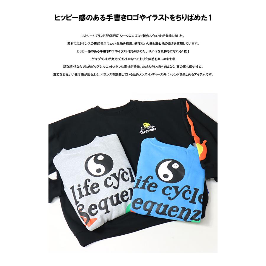 SEQUENZ シークエンズ ハッピー スマイル 発泡プリント スウェットシャツ トレーナー 裏起毛 メンズ レディース ユニセックス 送料無料 2770021 | BEN DAVIS | 02