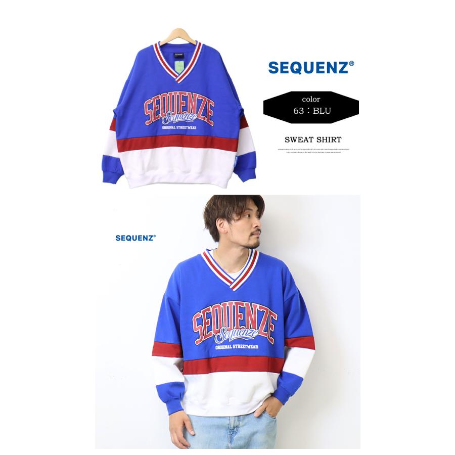 SEQUENZ シークエンズ Vネック 切り替え スウェットシャツ トレーナー 裏起毛 メンズ レディース ユニセックス 送料無料 2770022 | BEN DAVIS | 07