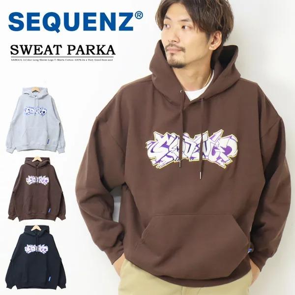 SEQUENZ シークエンズ グラフィティロゴ サガラ刺繍 スウェットパーカー フーディー プルパーカー 裏起毛 メンズ レディース ユニセックス 送料無料 2770023 | 