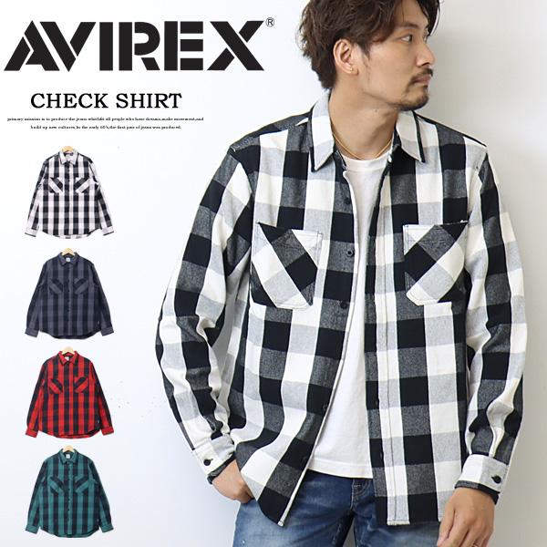 AVIREX アヴィレックス 長袖 ブロックチェック ワークシャツ 長袖シャツ チェックシャツ メンズ アビレックス 送料無料 6125137 | AVIREX