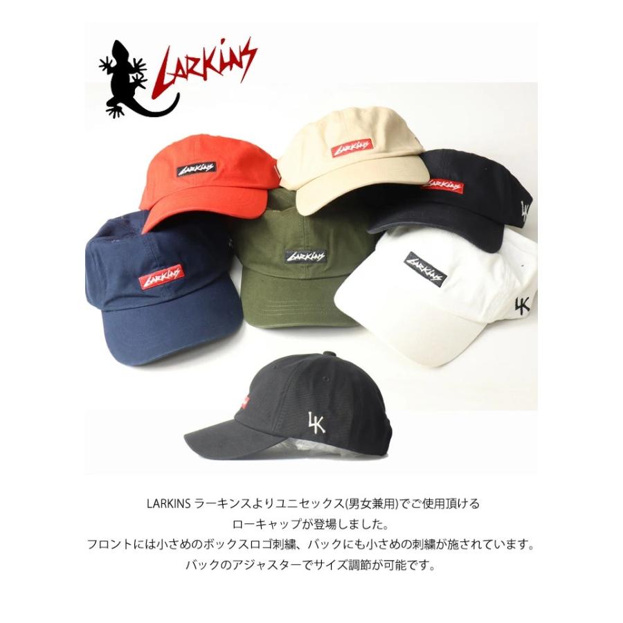 LARKINS ラーキンス ボックスロゴ刺繍 ローキャップ 帽子 メンズ レディース ユニセックス キャップ ブランドロゴ ベースボールキャップ LKTM-110 | LARKINS | 01