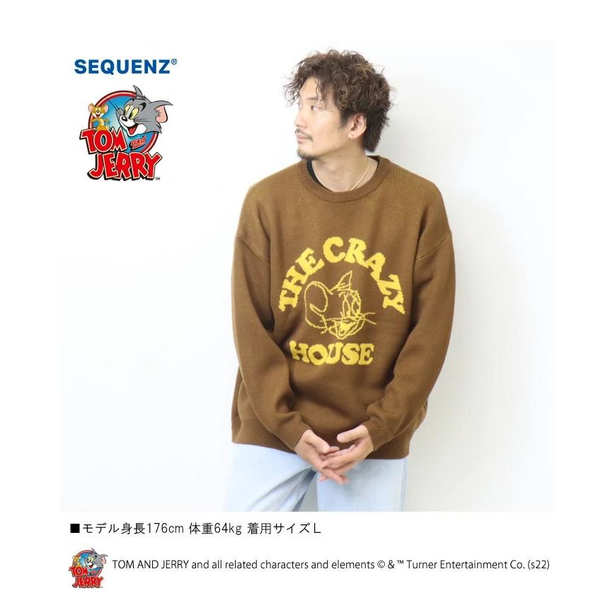 SEQUENZ トムとジェリー フェイス セーター ニット クルーネック SEQUENZ トムとジェリー フェイス セーター ニット クルーネック