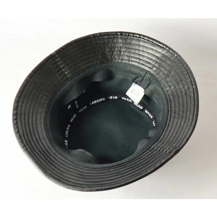 LARKINS（ラーキンス） ロゴ刺繍 PUレザー バケットハット 帽子 バケハ