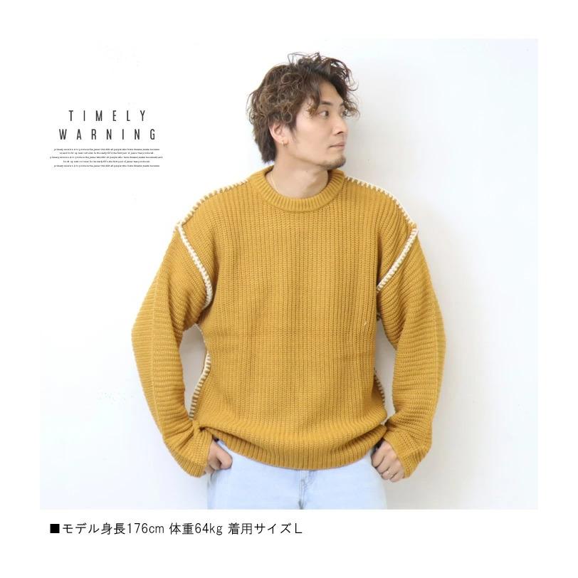 TIMELY WARNING Timely Warning ブランケットステッチ クルー TIMELY WARNING Timely Warning ブランケットステッチ クルー