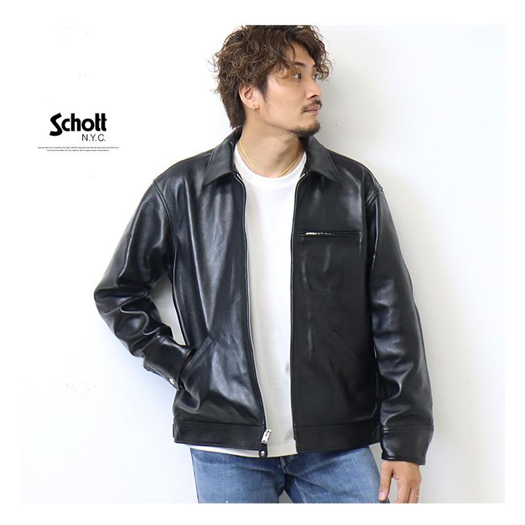 Schott ショット ラムレザー トラッカージャケット レザージャケット ライトアウター 革ジャン ブルゾン メンズ 送料無料 3121034｜rexone｜05